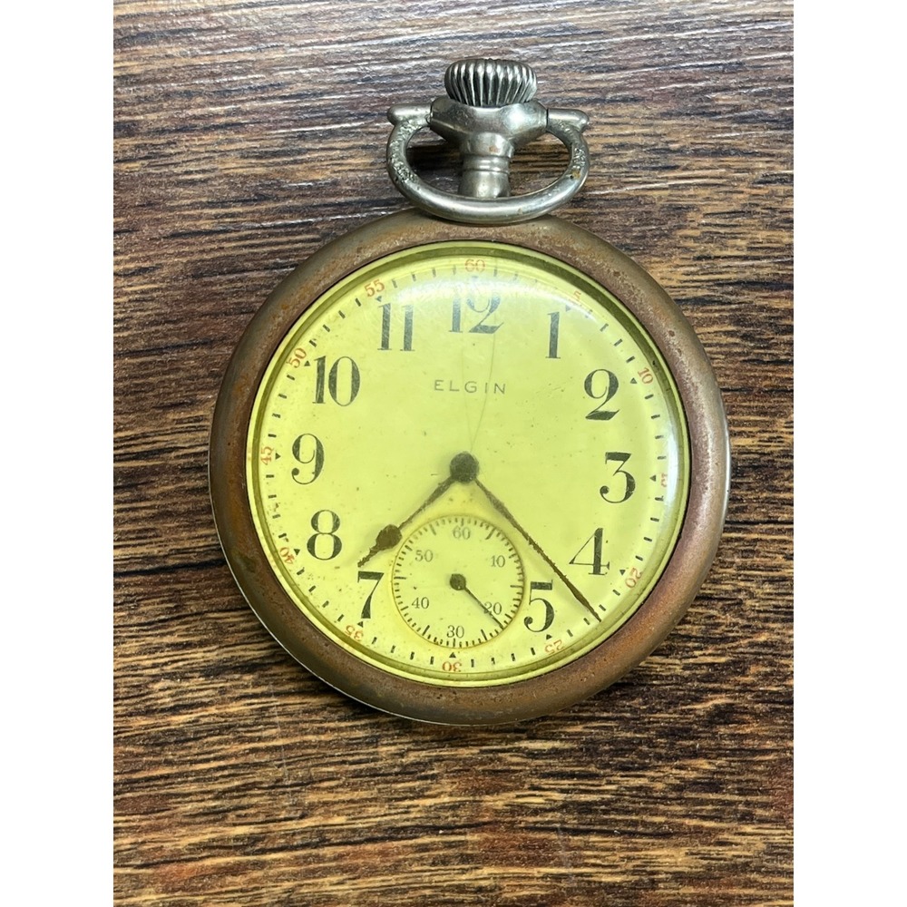 Vintage Elgin 15 Jewel Pocket Watch Silverode Case 20362754 For Parts Repair
